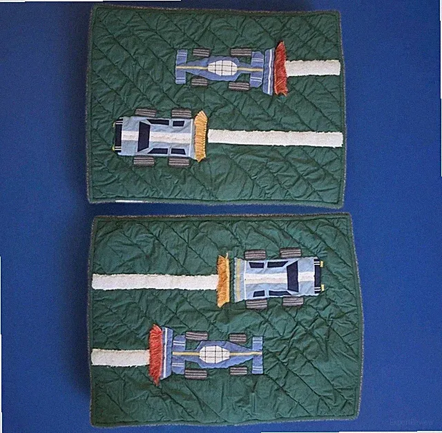 2 - Pottery Barn Kids Remy Race Car Quilted Sham Multicolored Standard Track Boy