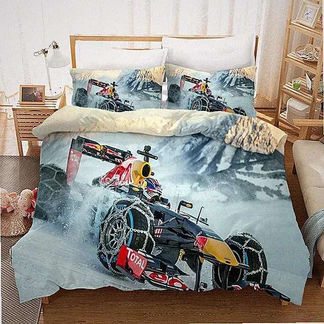 3D F1 Black Racing Car Quilt Cover Set Bedding Sets Pillowcases
