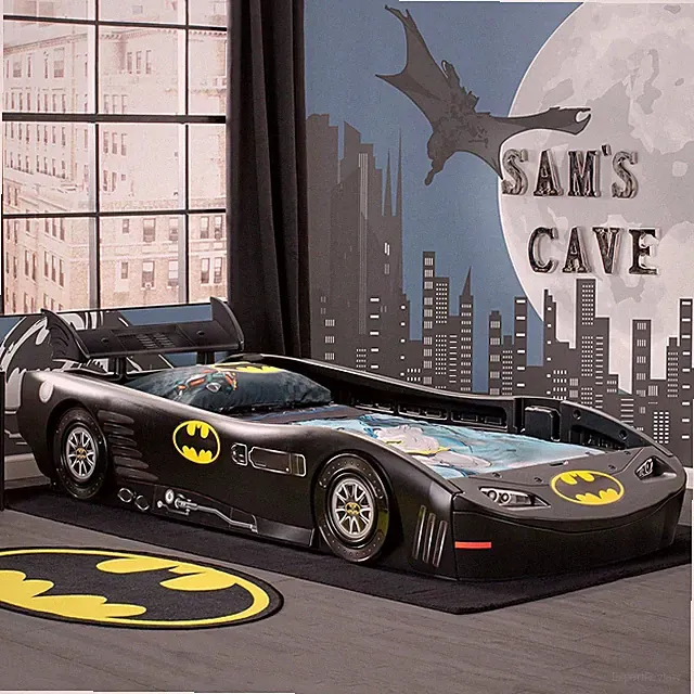 Boys Batman Batmobile Car Twin Plastic Toddler Race Car Bed Kid Child Bedroom