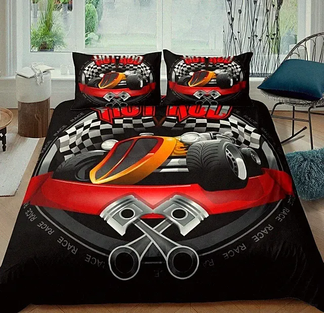 Car Bedding Set- Racing Car-Art Full Bedding Duvet Covers Set (4pcs)