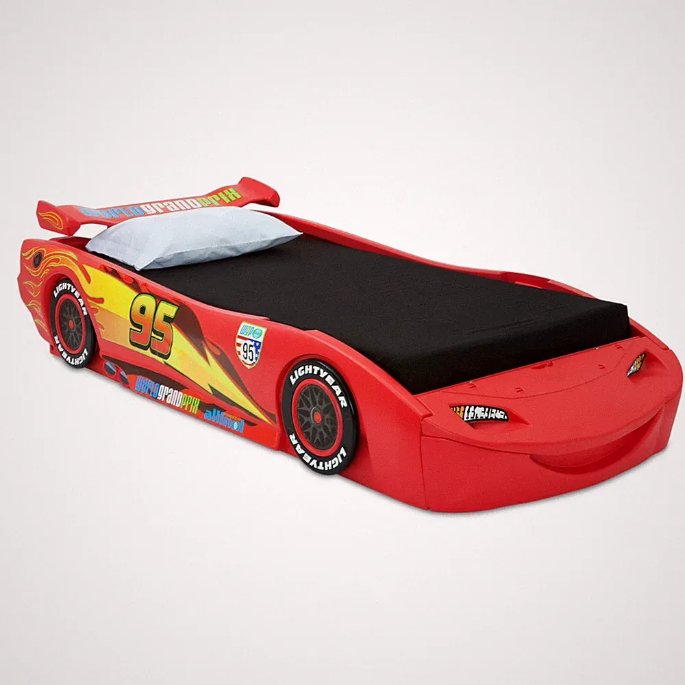 Cars Lightning Mcqueen Childrens Bed Kids Furniture Twin Size Race Car Low Safe