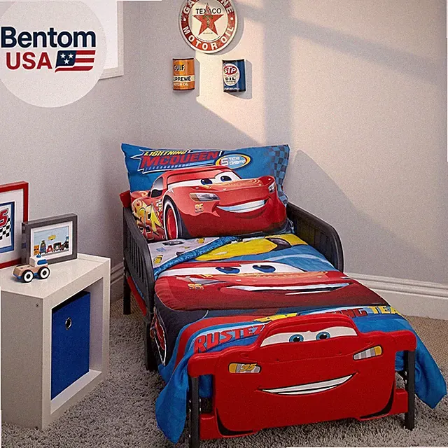 Cars Rusteze Racing Team 4 Piece Toddler Bedding Set, Blue/Red/Yellow/White