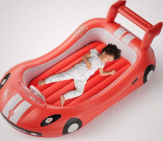 Exciting Inflatable Toddler Travel Bed - Racing Car Design, Hand Pump Included