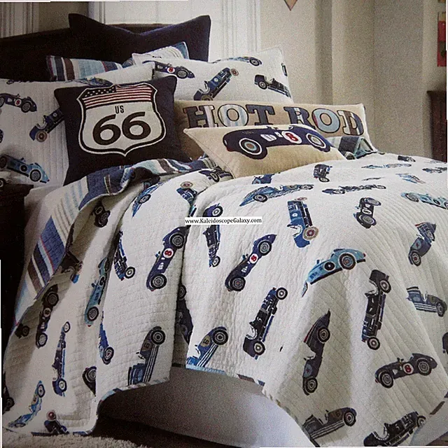 Hot Rod 5pc Twin Quilt ~ Hot Rods Automobiles Cars ~ Race Car Organic Sheets