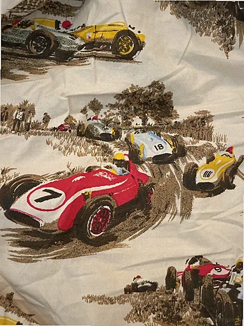 PINE CONE HILL Duvet Cover Size Full/Queen Fun Race Car Pattern!