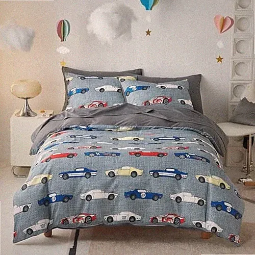 Race Car Bedding Set for Boys, Cute Colorful Sports Car Supercar Twin Gray