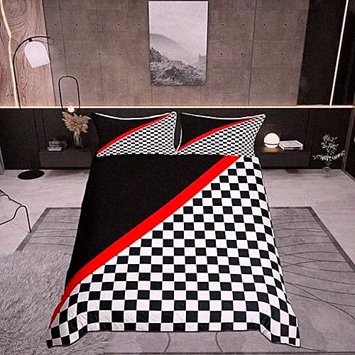 Race Car Bedding Set Size,Black White Checkered Grid Comforter Twin Multi 30