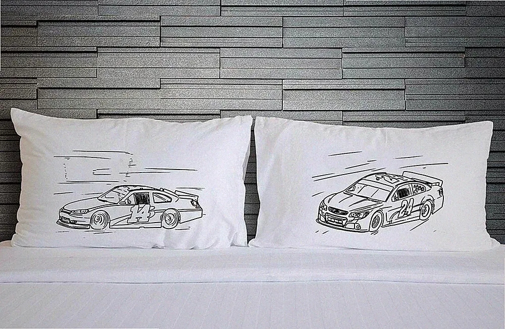 Race Car pillowcase set, racecar Pillow fighting pillowcases, pillow covers