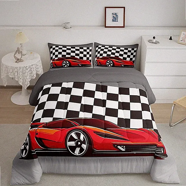 Racing Car Comforter Set, Cool Speed Race Car Down Comforter Full Size For Ki...