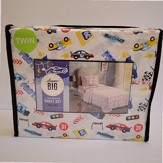 Racing Race Car Speed Sports Indy Nascar Theme 3 pc Twin Sheet Set Kids Checker