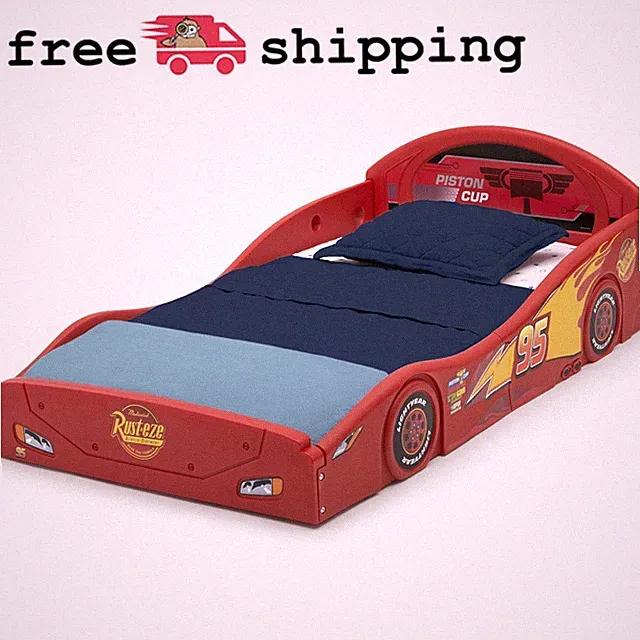 Toddler Bed Boys Disney Pixar Cars Lightning McQueen Plastic Race Car Kid Child