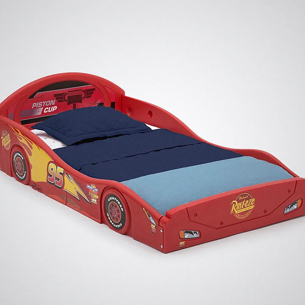Toddler Race Car Bed Lightning McQueen Plastic Kid Boys Child Furniture Cars New