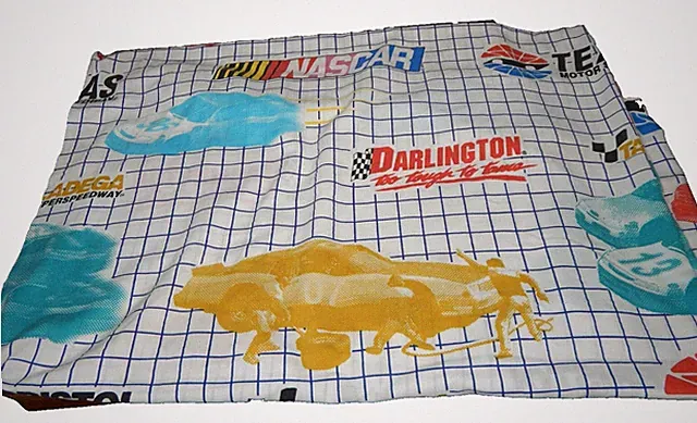 vtg 90s NASCAR RACING twin size flat bed sheet Bibb Company
